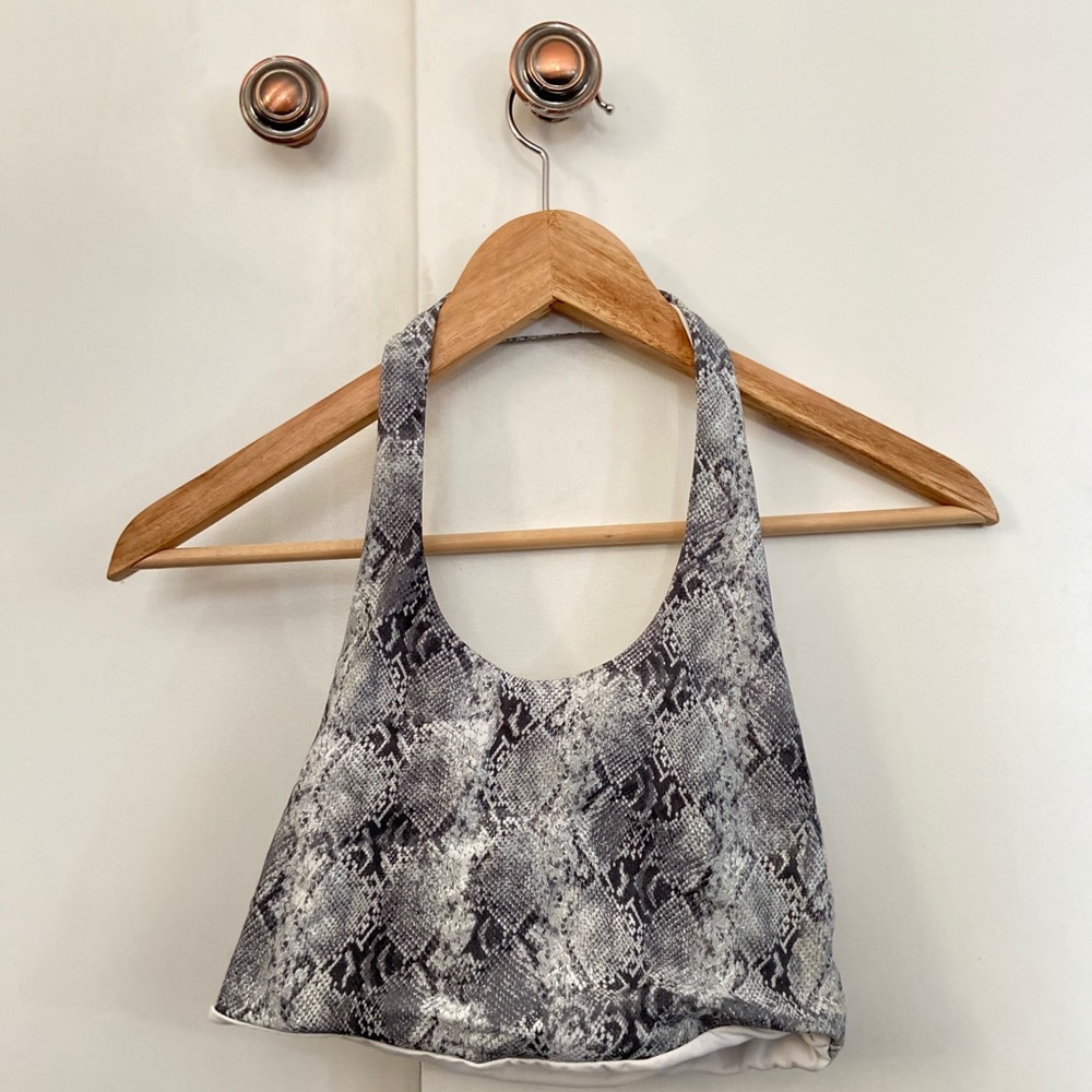 Snake print halter crop top
